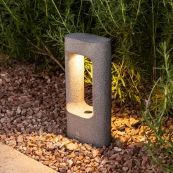 LED sokkellamp Totem, grijs, beton, hoogte 28,5 cm