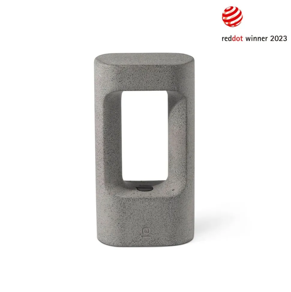 LED sokkellamp Totem, grijs, beton, hoogte 28,5 cm
