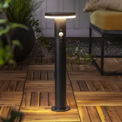 LED sokkellamp Valletta Sensor zwart metaal 50 cm