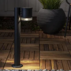 LED sokkellamp Wenen, zwart, metaal, hoogte 50 cm