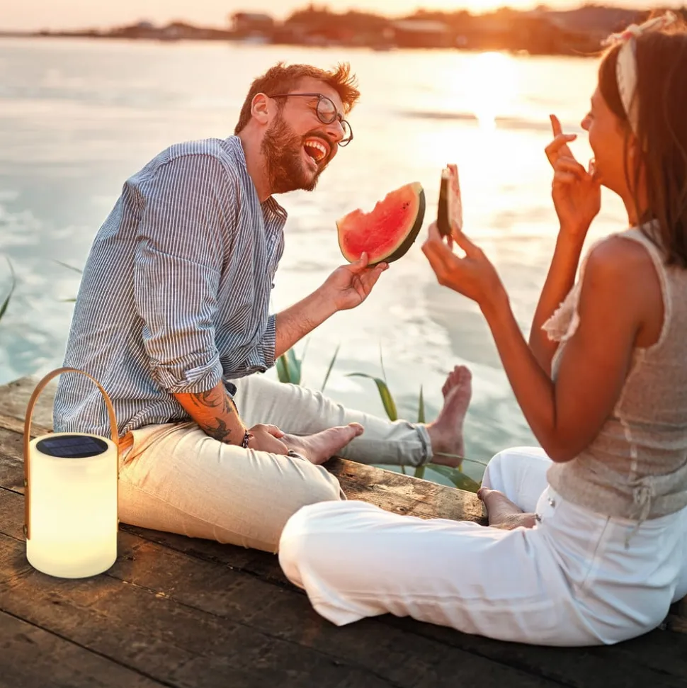 LED solar tafellamp Bari met RGB-kleurverandering