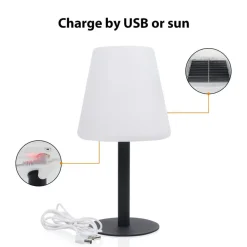 LED solar tafellamp OSL-50012 oplaadbare batterij en USB kabel
