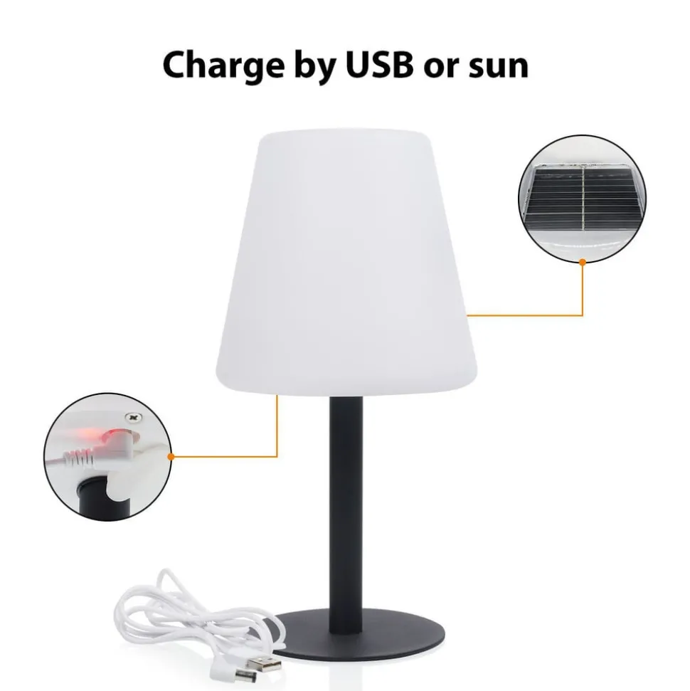 LED solar tafellamp OSL-50012 oplaadbare batterij en USB kabel