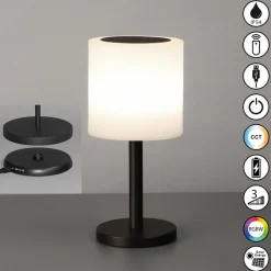 LED solar tafellamp voor buiten Milano Pro, RGBW, afstandsbediening