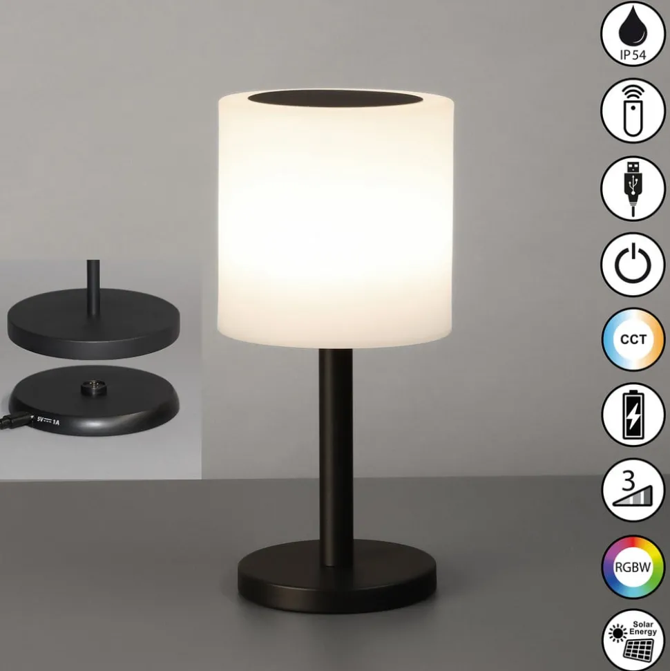 LED solar tafellamp voor buiten Milano Pro, RGBW, afstandsbediening