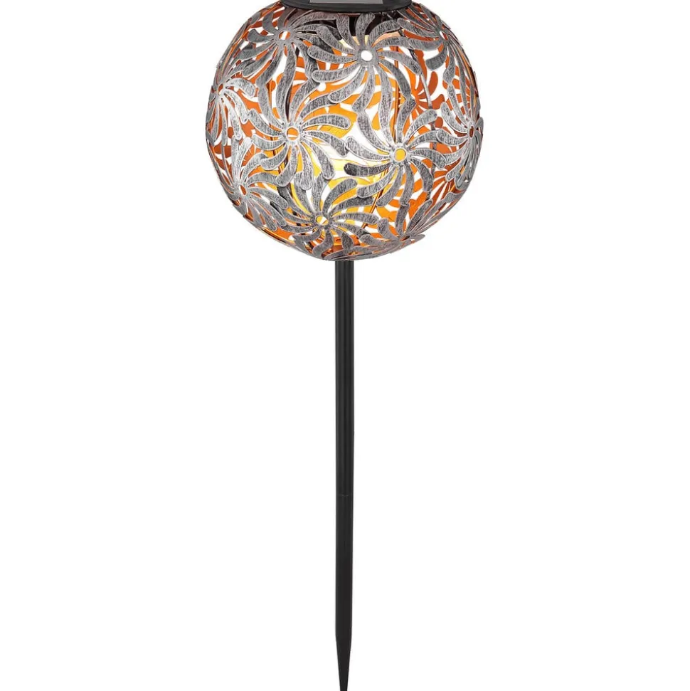 LED solarlamp 33632 met metalen bol, zilver