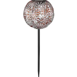 LED solarlamp 33632 met metalen bol, zilver