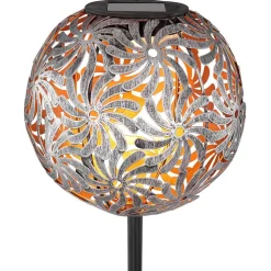 LED solarlamp 33632 met metalen bol, zilver