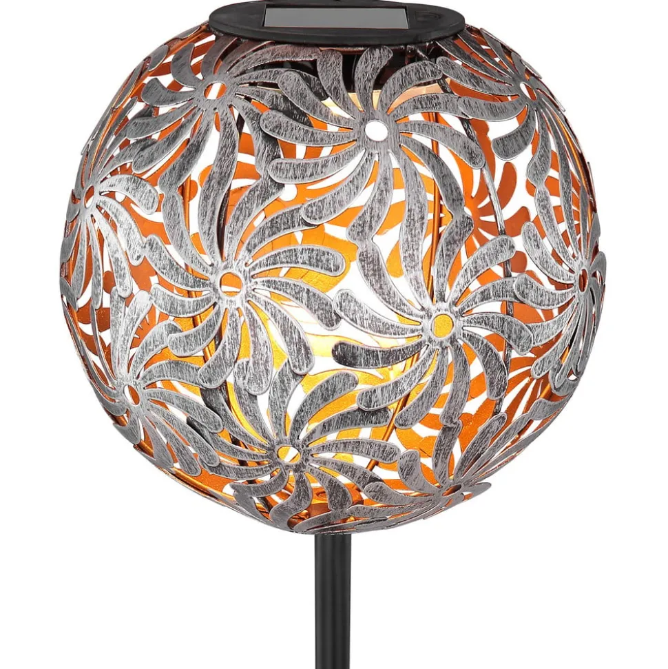 LED solarlamp 33632 met metalen bol, zilver
