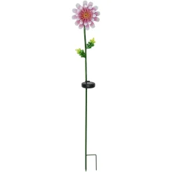 LED solarlamp pink Daisy in bloemen-vorm