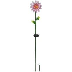 LED solarlamp pink Daisy in bloemen-vorm