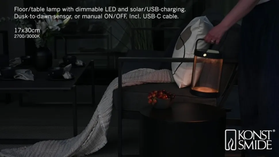 LED solarlantaarn Crotone, dimbaar, USB