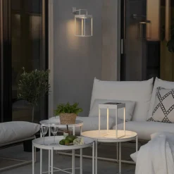 LED solarlantaarn Portofino, wand / tafel, wit