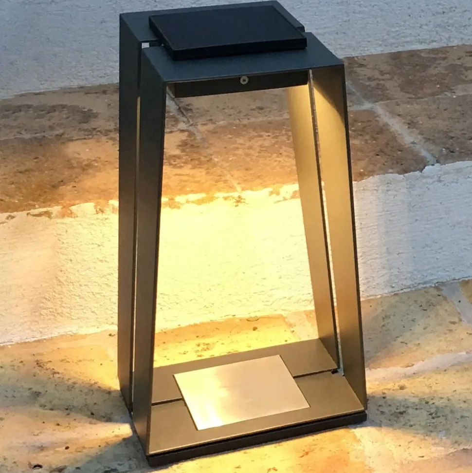 LED solarlantaarn Skaal van aluminium, 40 cm grijs
