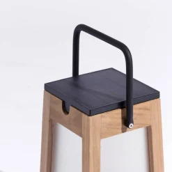 LED solarlantaarn Tecka draagbaar, teak 25 cm