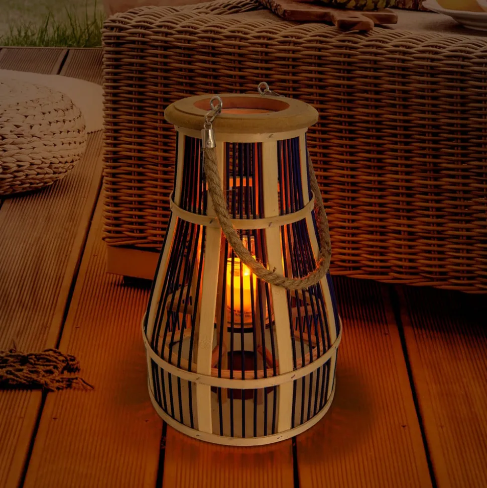 LED solar-sfeerlamp korf, 34 cm, zwart/natuur