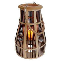 LED solar-sfeerlamp korf, 34 cm, zwart/natuur