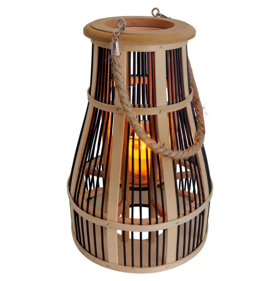 LED solar-sfeerlamp korf, 34 cm, zwart/natuur