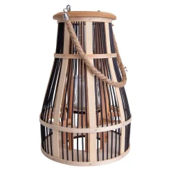 LED solar-sfeerlamp korf, 34 cm, zwart/natuur