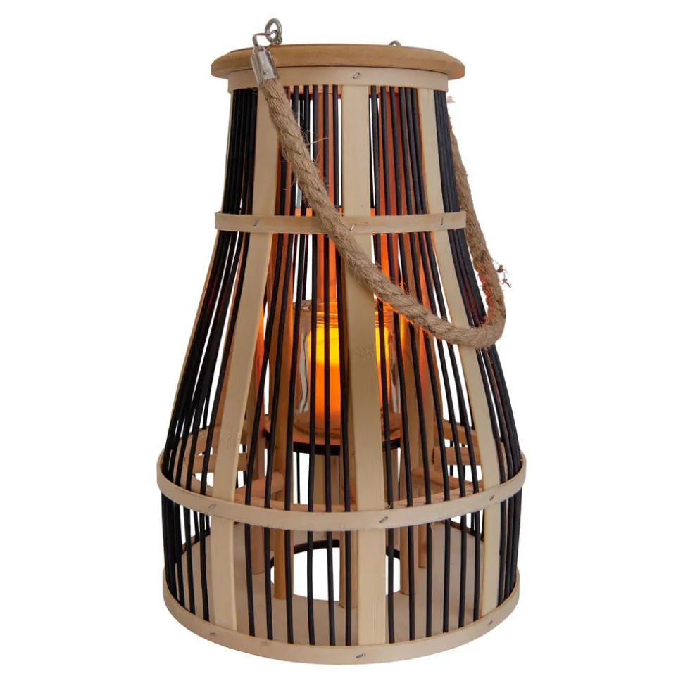 LED solar-sfeerlamp korf, 34 cm, zwart/natuur