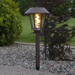 LED solar-sokkellamp Fergus in lantaarnvorm