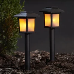 LED solar-sokkellamp Flame Mini in 2 per set