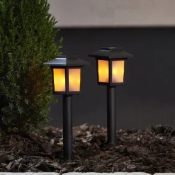 LED solar-sokkellamp Flame Mini in 2 per set