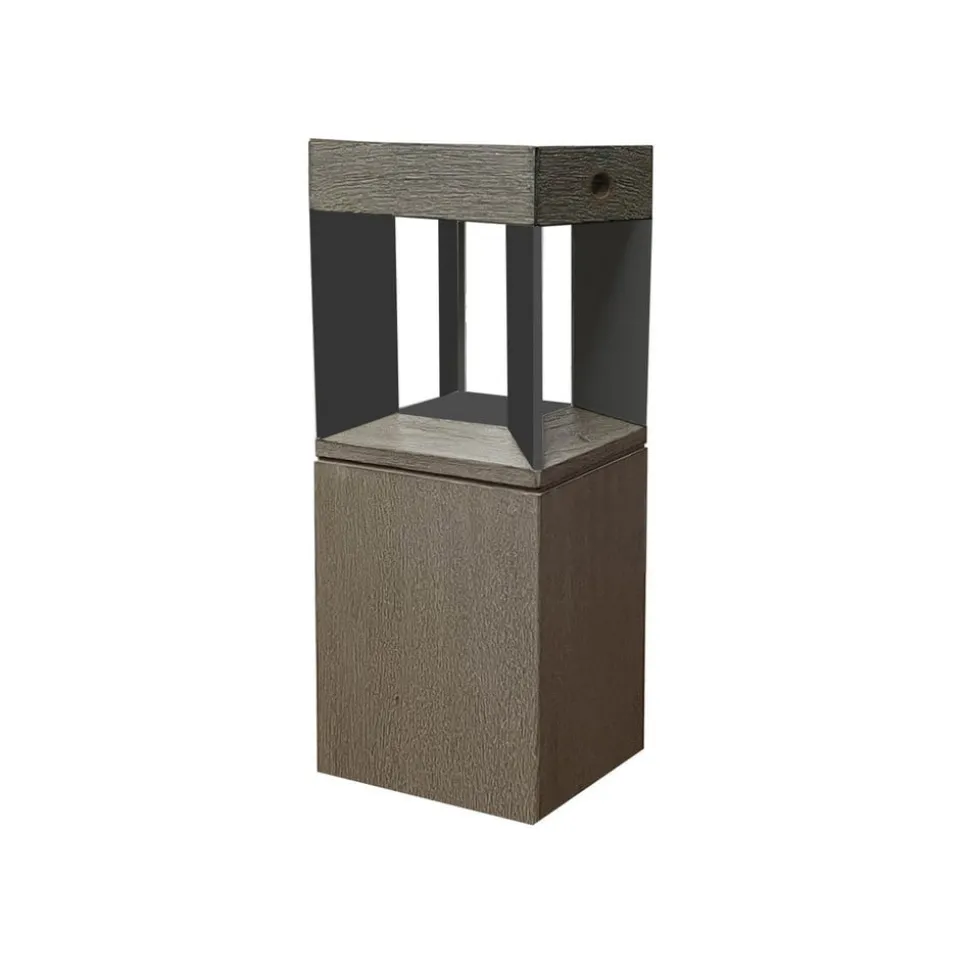 LED solar-sokkellamp Teckalu sensor teak/zwart