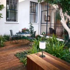 LED solar-tafellamp Lesina, zandzwart/wit