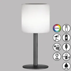 LED solar-tafellamp Lesina, zandzwart/wit