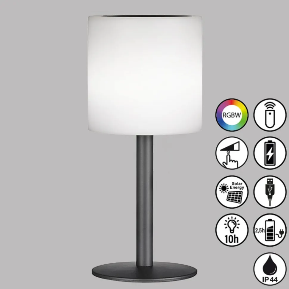 LED solar-tafellamp Lesina, zandzwart/wit