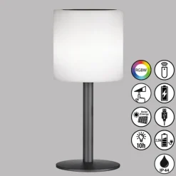 LED solar-tafellamp Lesina, zandzwart/wit