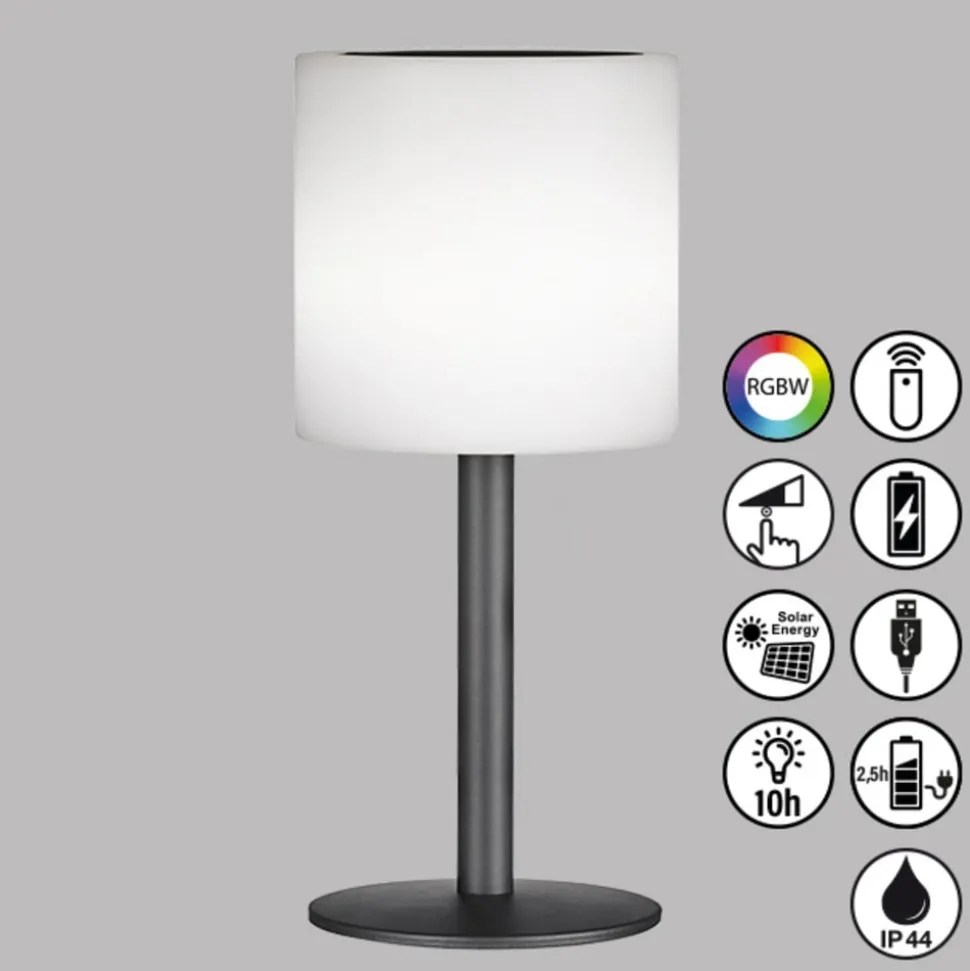 LED solar-tafellamp Lesina, zandzwart/wit