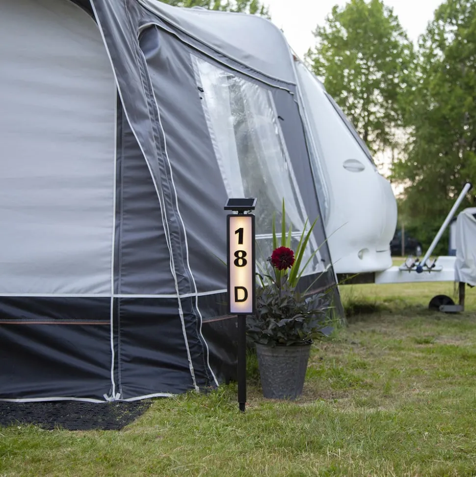 LED solar-tuinlamp Pathy met huisnummerweergave