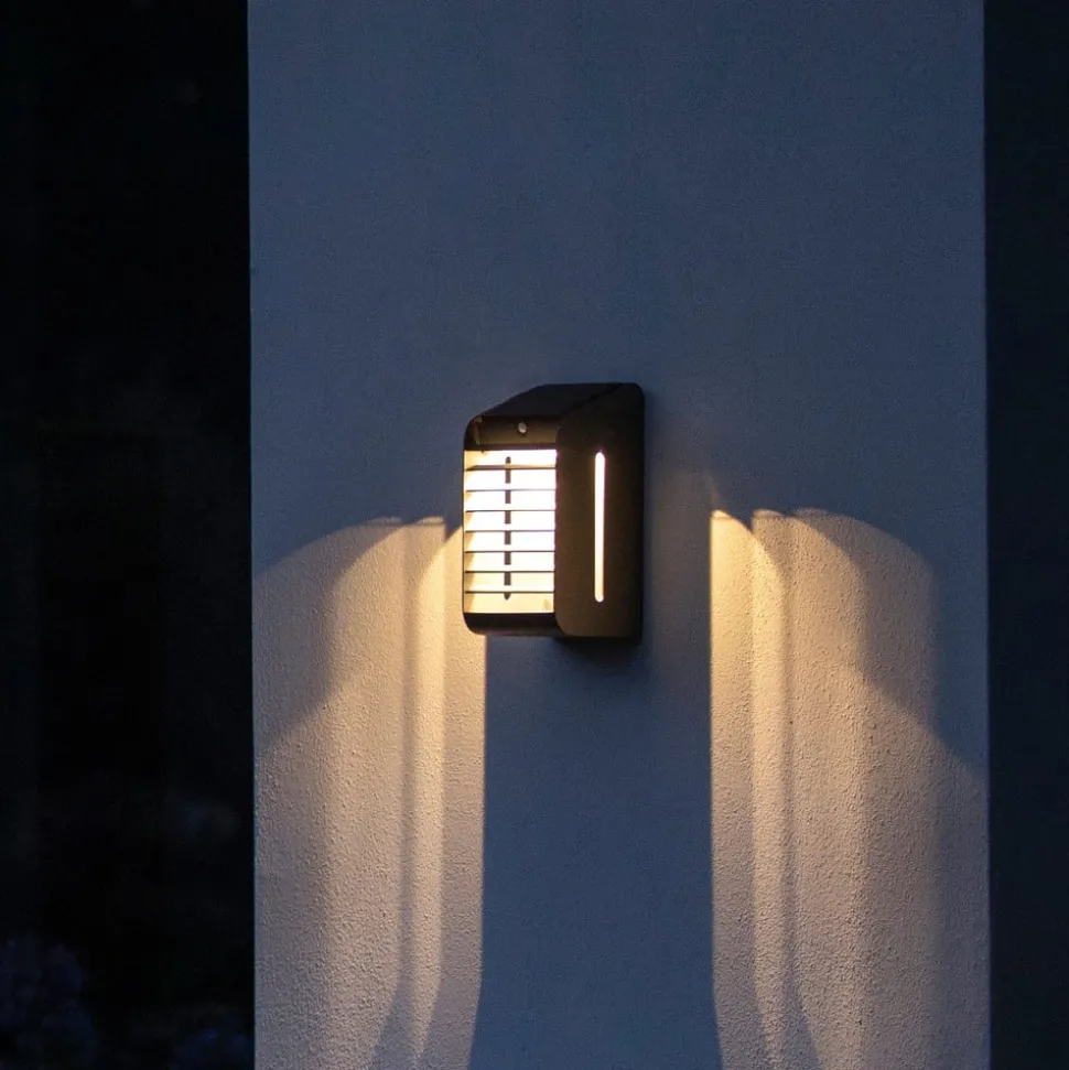 LED solarwandlamp Corner met sensor, grijs