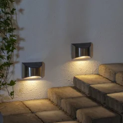 LED solar-wandlamp Wally, zilver, set van 2