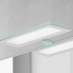 LED spiegellamp Nikita, aquamarijn/staalgrijs