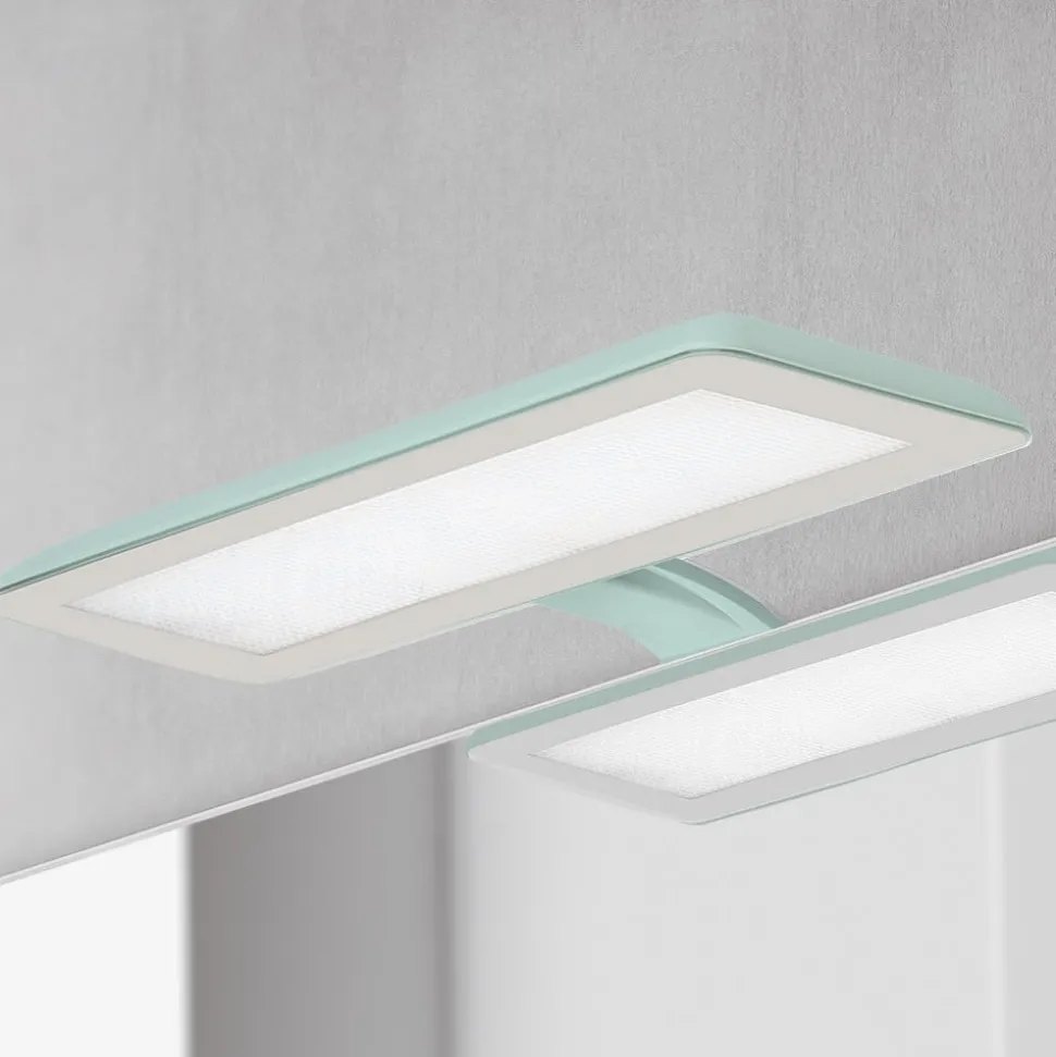 LED spiegellamp Nikita, aquamarijn/staalgrijs