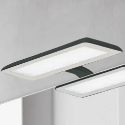 LED spiegellamp Nikita, zwart/staalgrijs