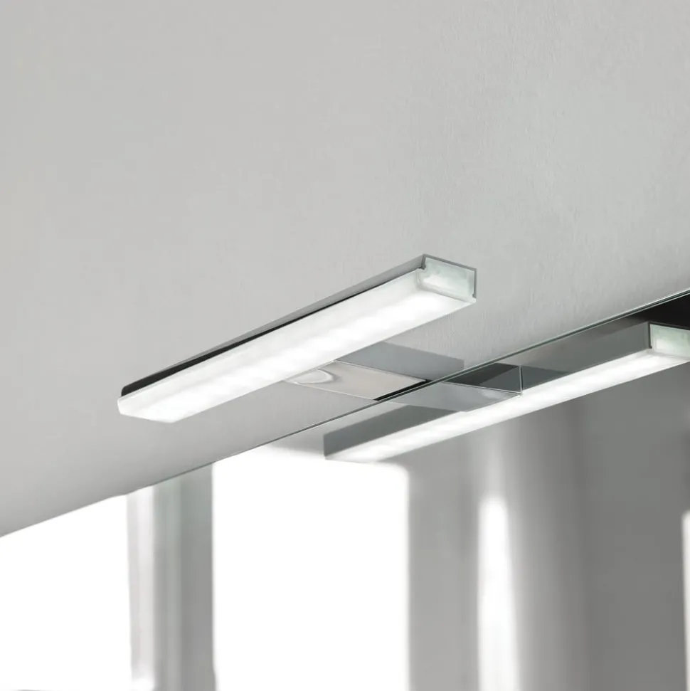 LED spiegellamp Pandora, chroom, breedte 30,8 cm