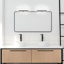 LED spiegellamp Veronica, breedte 30 cm, zwart