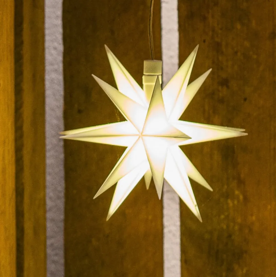 LED ster, buiten, 18-punten, Ø 12 cm batterij wit