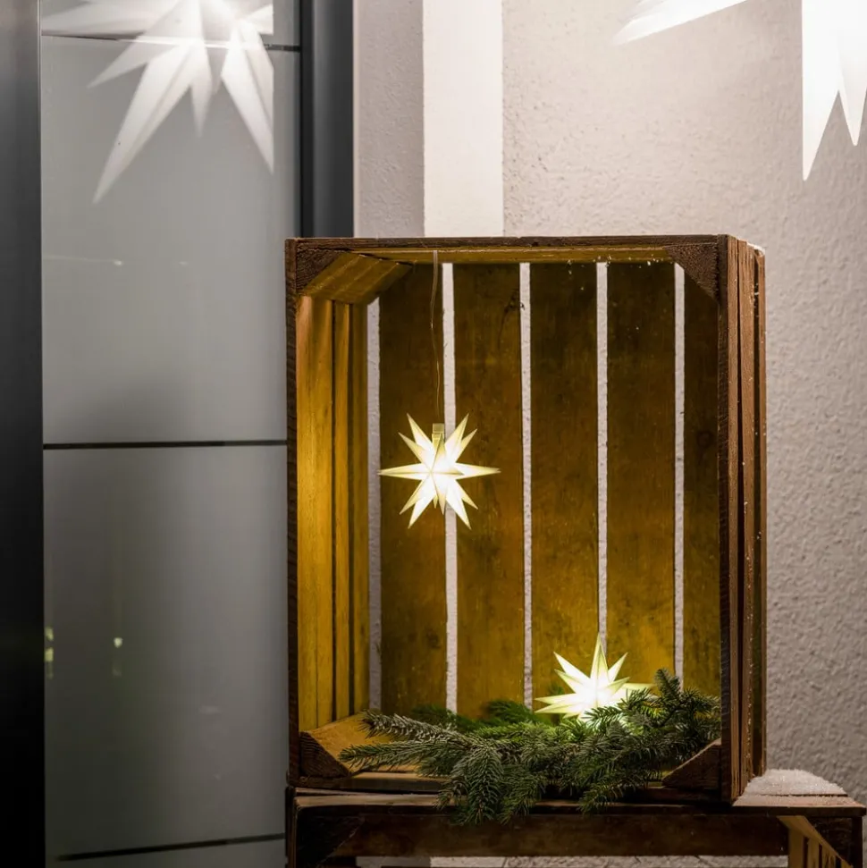 LED ster, buiten, 18-punten, Ø 12 cm batterij wit