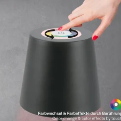 LED tafellamp 7507015, antraciet RGBW IP44 touchdimmer