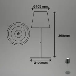 LED tafellamp 7508015, antraciet 2.700 K IP44 Touchdim