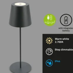 LED tafellamp 7508015, antraciet 2.700 K IP44 Touchdim