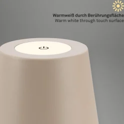 LED tafellamp 7508011, beige, 2.700 K IP44 touchdimmer