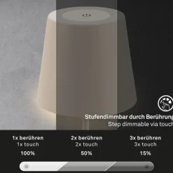 LED tafellamp 7508011, beige, 2.700 K IP44 touchdimmer