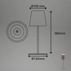 LED tafellamp 7508012, bruin, 2.700 K IP44 touchdimmer