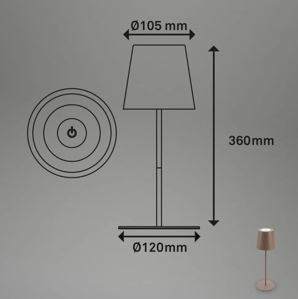 LED tafellamp 7508012, bruin, 2.700 K IP44 touchdimmer